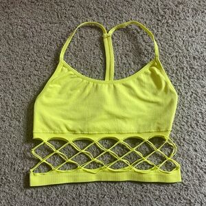 Forever 21 Criss Cross Halter Crop Top, Neon Size S